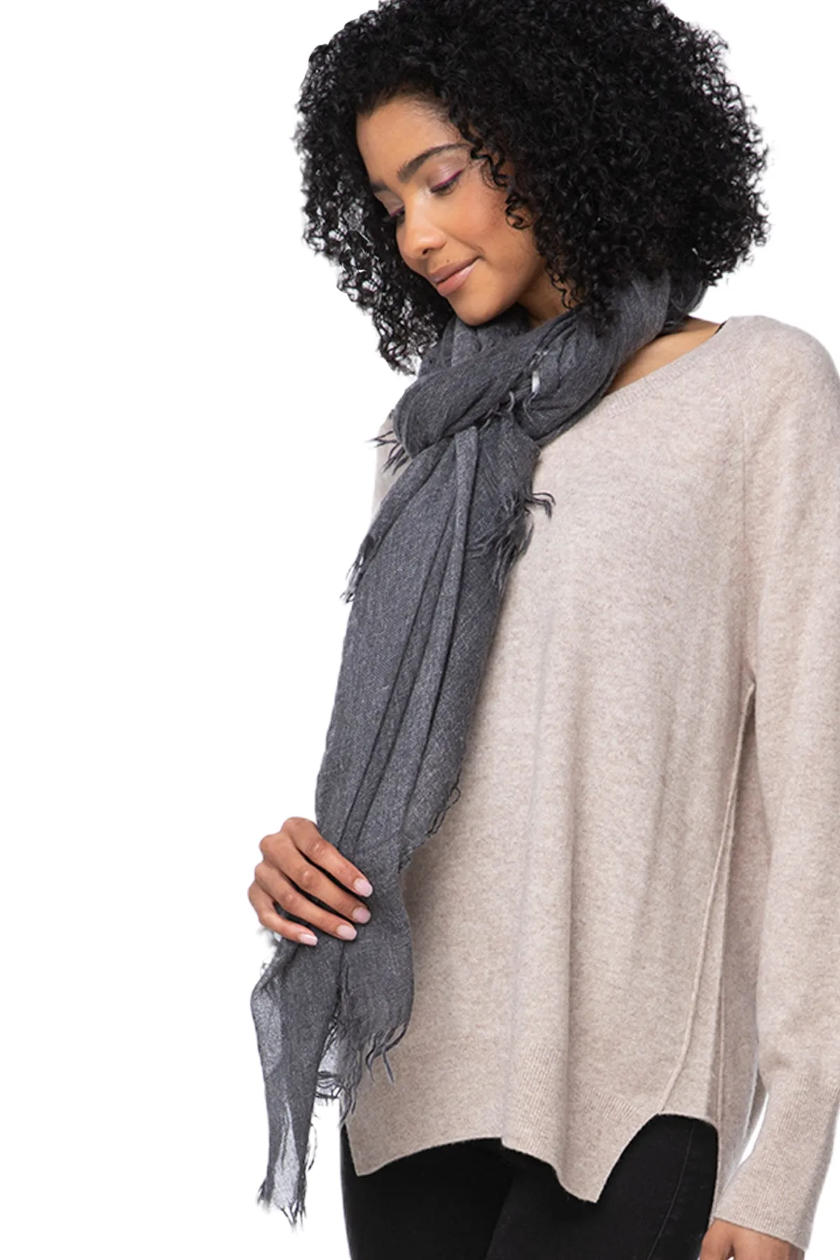 100% Cashmere Luxury Scarf, New York Parkway in Charcoal