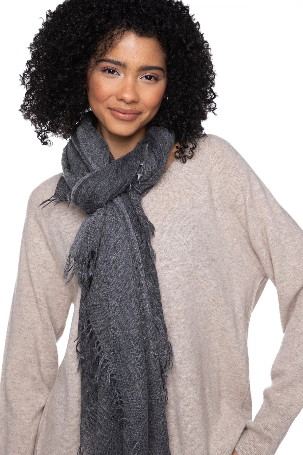 100% Cashmere Luxury Scarf, New York Parkway in Charcoal