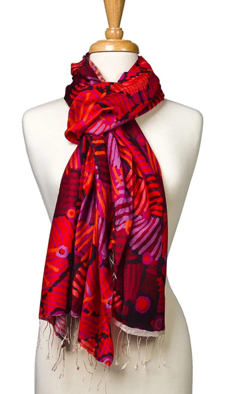 Aboriginal Art Silk Scarf by Helen Robertson