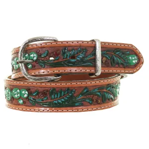 B1056A - Natural Acorn/Cactus Tooled Belt