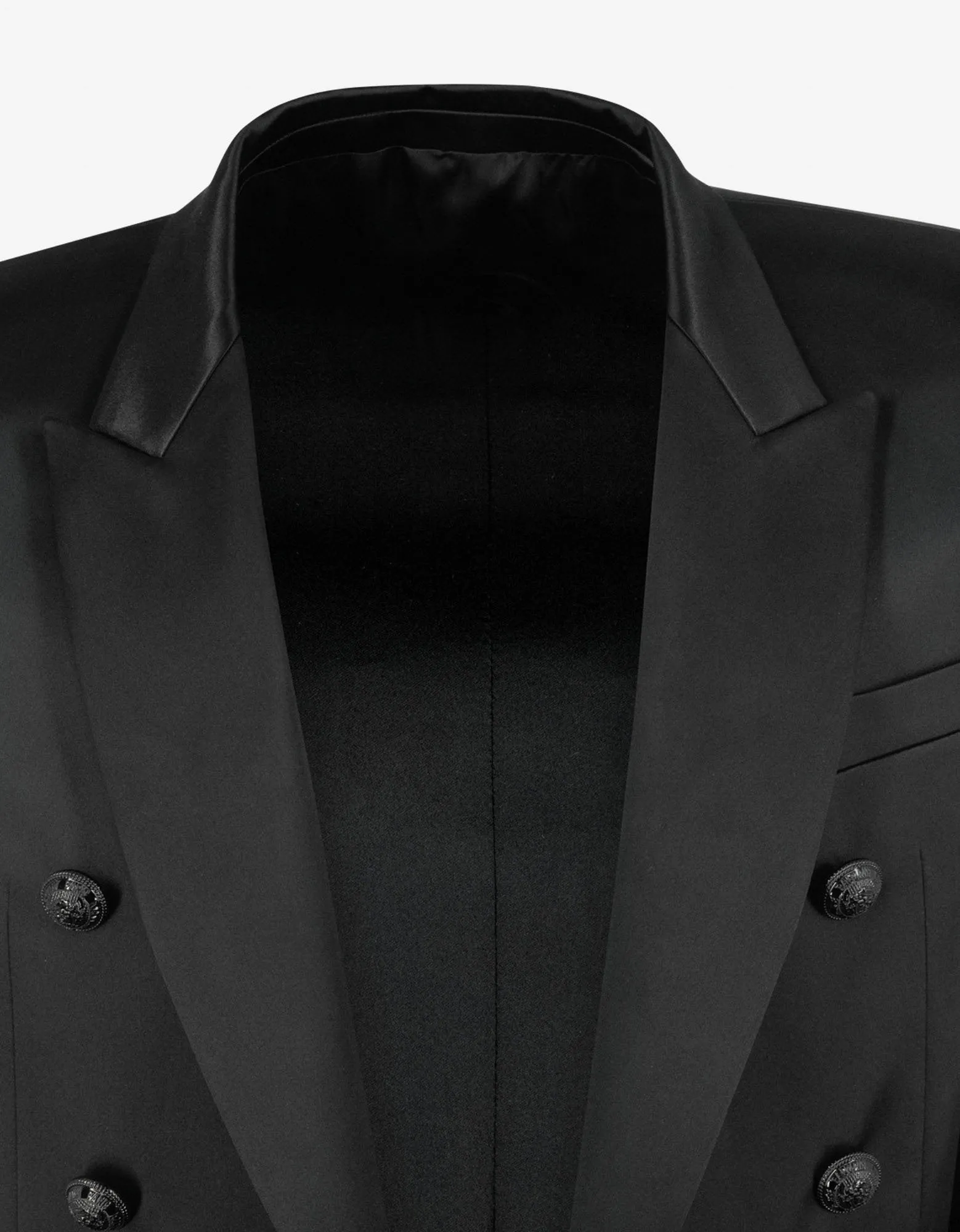 Black Double-Breasted Silk Blazer