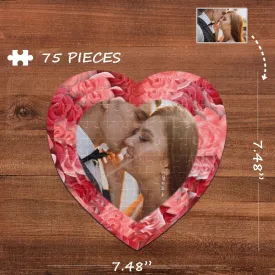 Custom Photo Rose Heart-Shaped Jigsaw Puzzle Best Indoor Gifts 75 Pieces