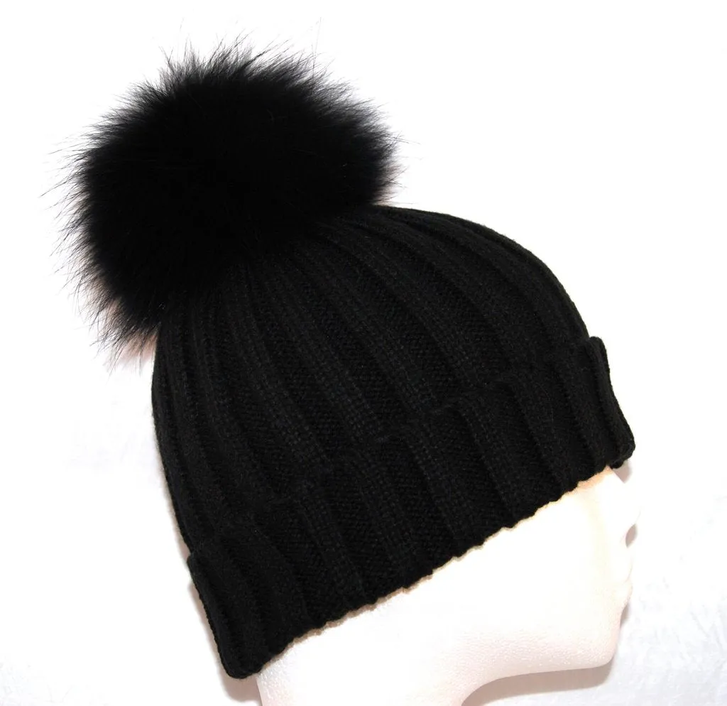 Detachable Fur Bobble Pom Pom Hat