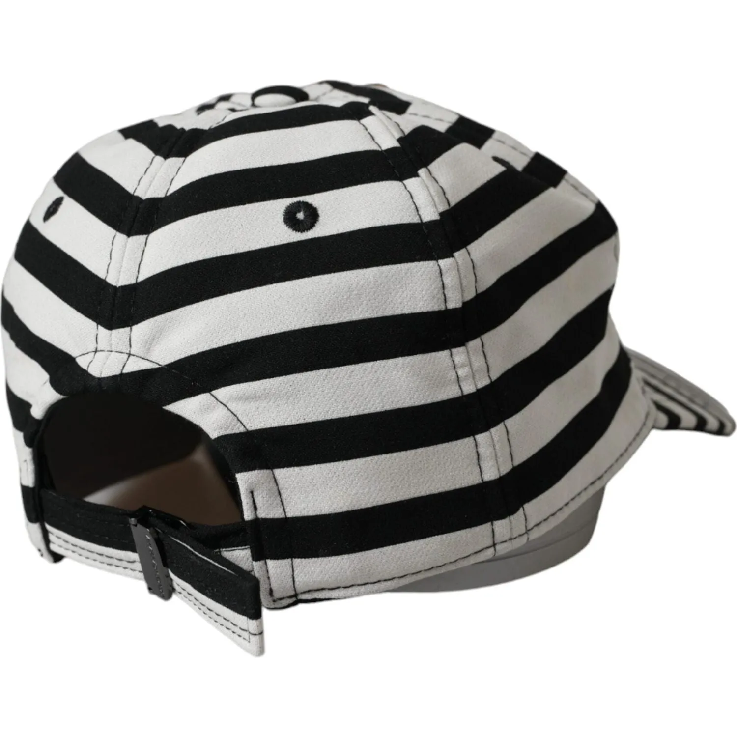 Dolce & Gabbana Black White Stripe Amore Heart Applique Baseball Hat