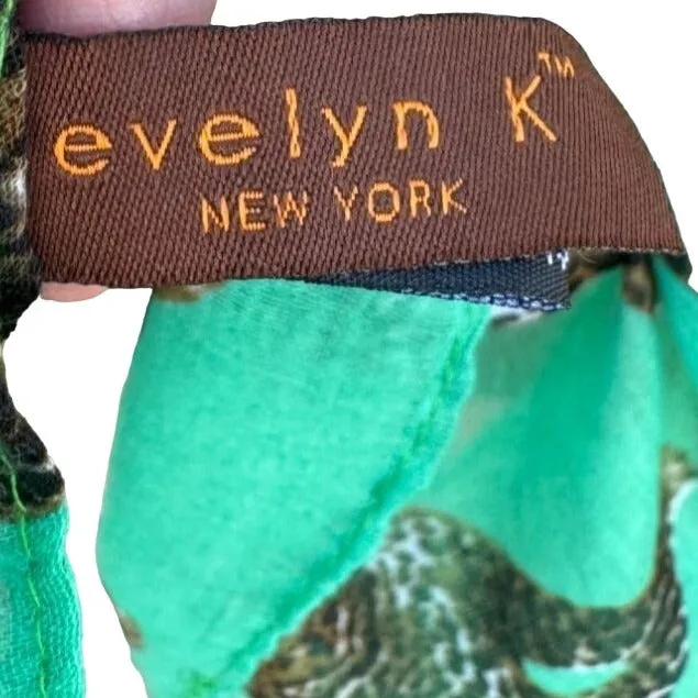 Evelyn K New York Vintage Rectangle Large Green Wrap Linen Feel Leopard Scarf