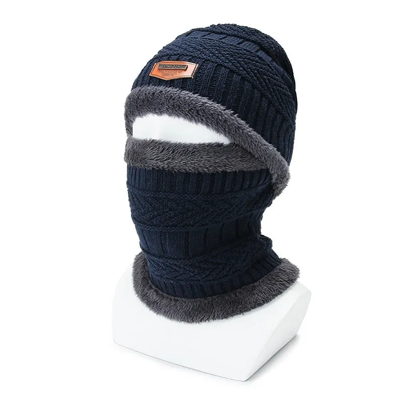 Evrfelan Children Winter Warm Knitted Hat Cap with Scarves Thickened Wool Hat&Scarf 2 Pieces Winter Accessories Boys Girls