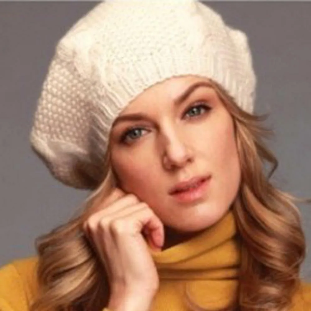 Fashion Warm Winter Women Beret Braided Baggy Knit Crochet Beanie Hat Ski Cap