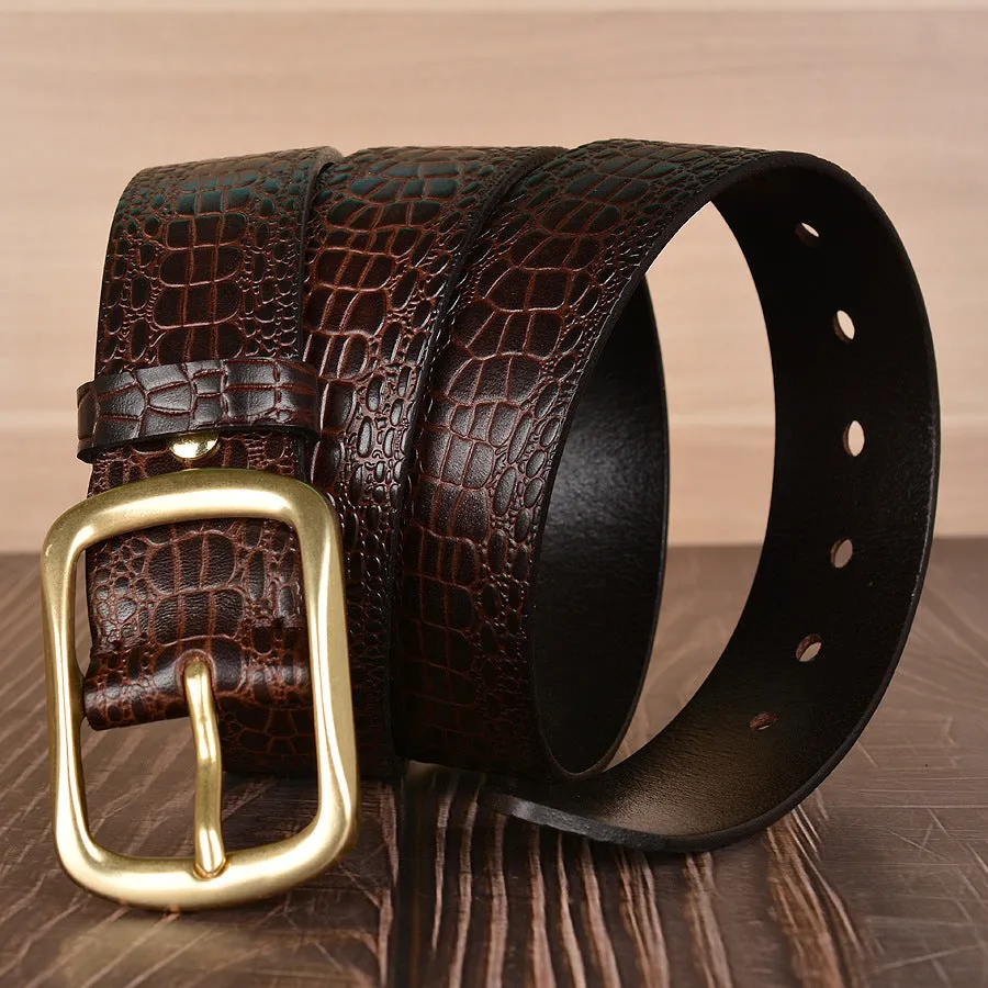 Genuine Full Grain Leather Mock Print 38mm Harness Belt Strap | TCZK06