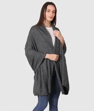 Jersey Knit 100% Merino Wool Shawl (Dark Grey Melange)