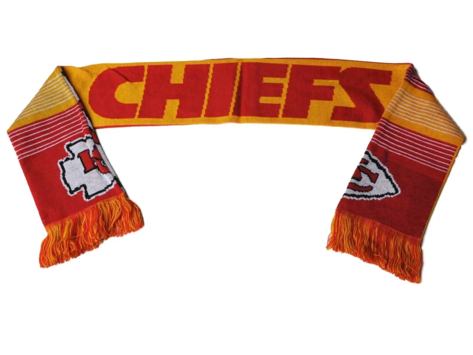 Kansas City Chiefs FC Red Gold Reversible Split Logo Acrylic Knit Winter Scarf