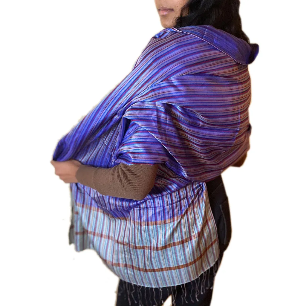 Kaveri Blue Stripe Silk Scarf