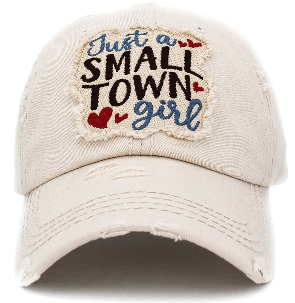 KBV1392 "Just A Small Town Girl" Vintage Washed Baseball Cap