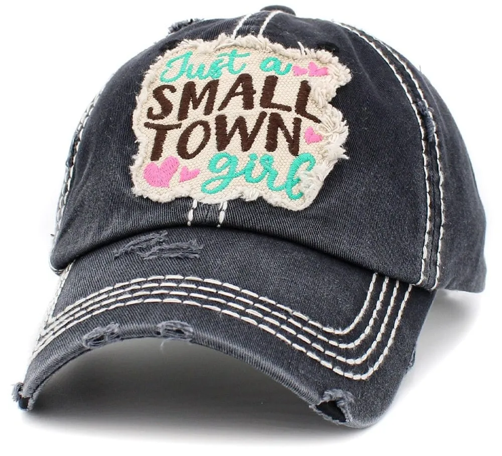 KBV1392 "Just A Small Town Girl" Vintage Washed Baseball Cap