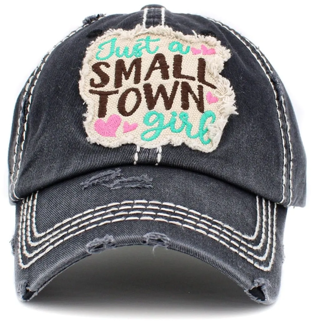 KBV1392 "Just A Small Town Girl" Vintage Washed Baseball Cap