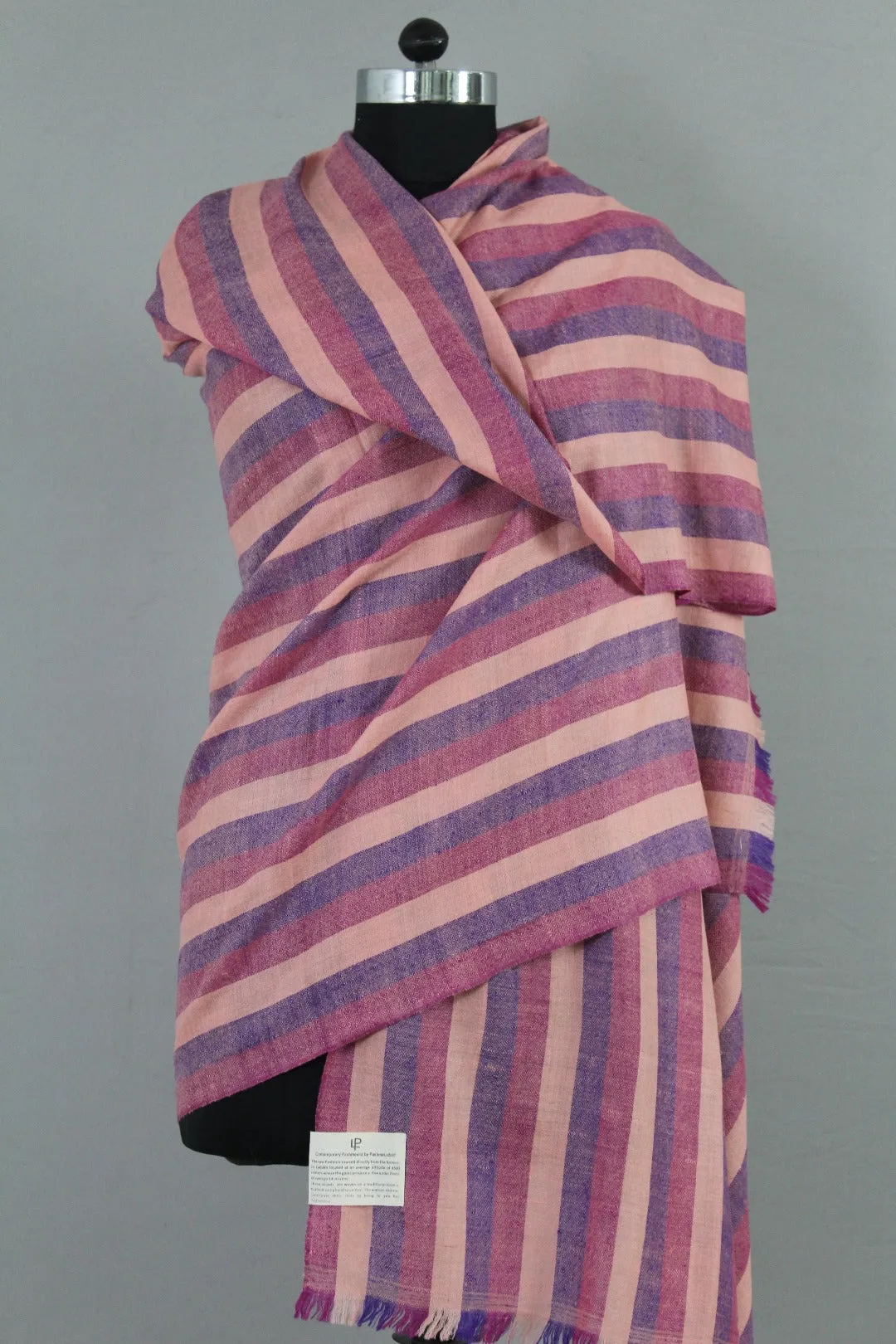 Kyson Mauve Strips Cashmere Shawl