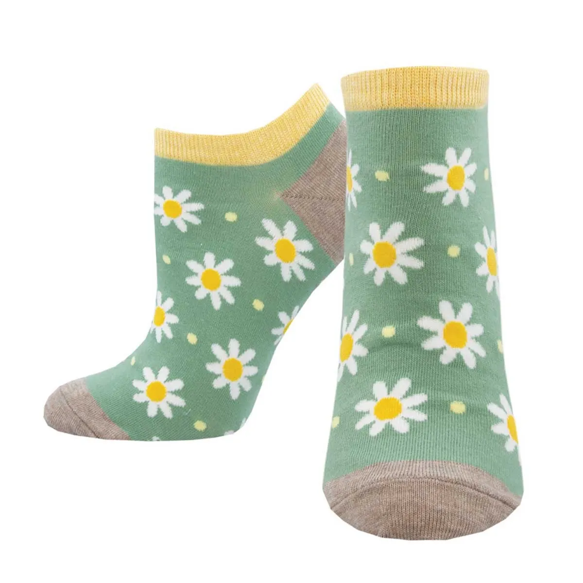 Ladies Dots And Daisies Ped Socks