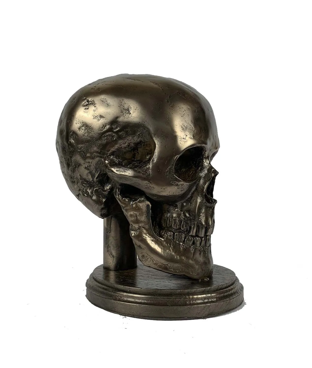 Life Size Skull Beret Hat Holder Cold Cast Bronze Statue Sculpture