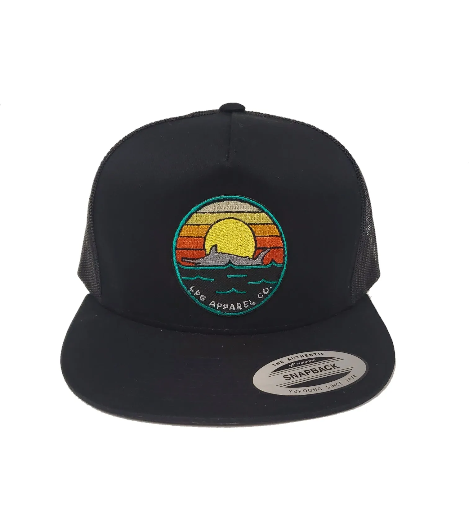 LPG Apparel Co. Retro Marlin Sunset Snapback Flat Brim Trucker Hat