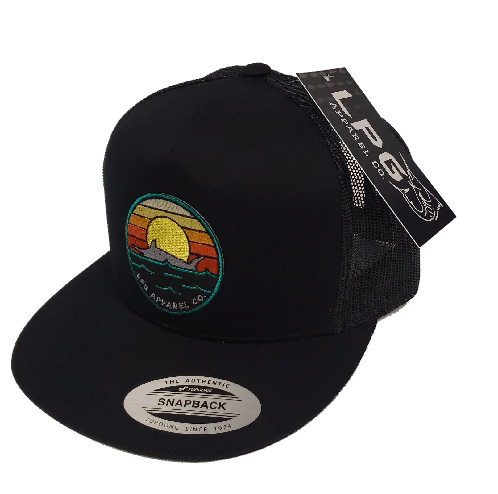 LPG Apparel Co. Retro Marlin Sunset Snapback Flat Brim Trucker Hat