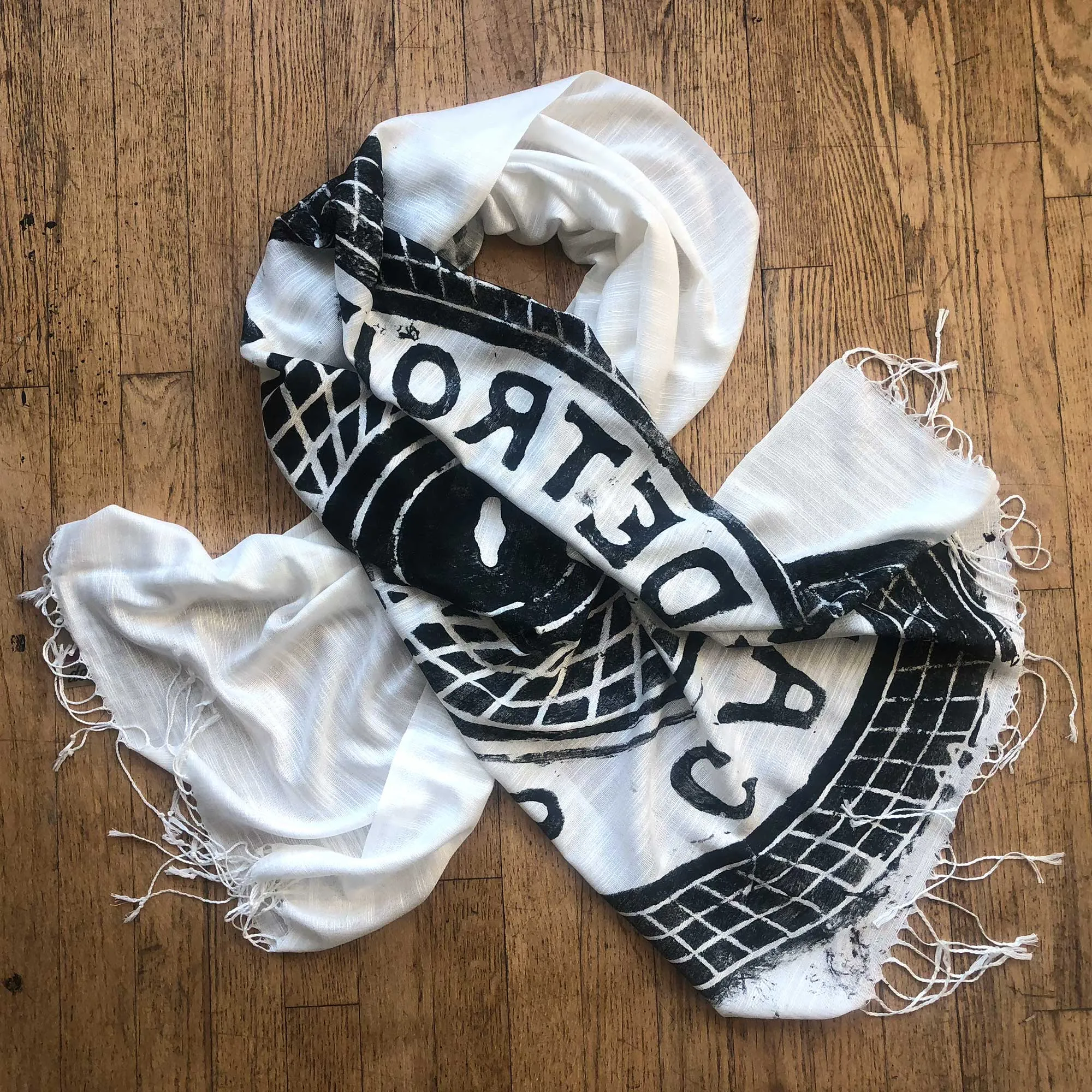 Manhole Cover Print Scarf, Detroit Tire bamboo pashmina