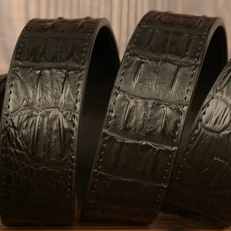 Men's Wild Goat Alligator Pattern Leather Belt