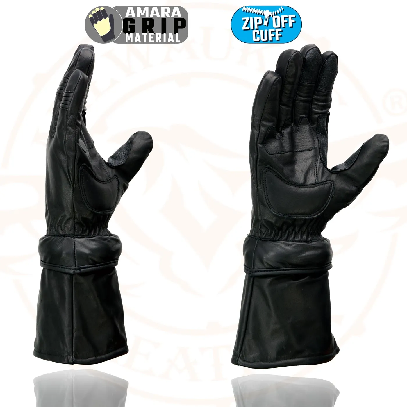 Milwaukee Leather Men's Gauntlet Motorcycle Hand Gloves-Removeable