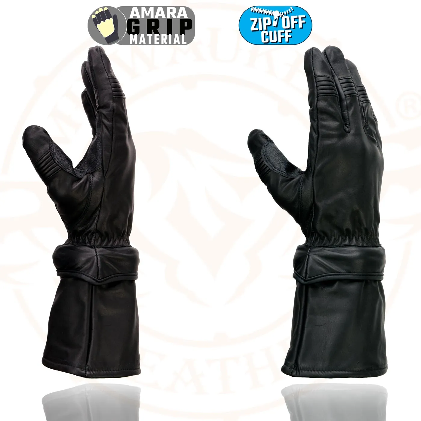 Milwaukee Leather Men's Gauntlet Motorcycle Hand Gloves-Removeable