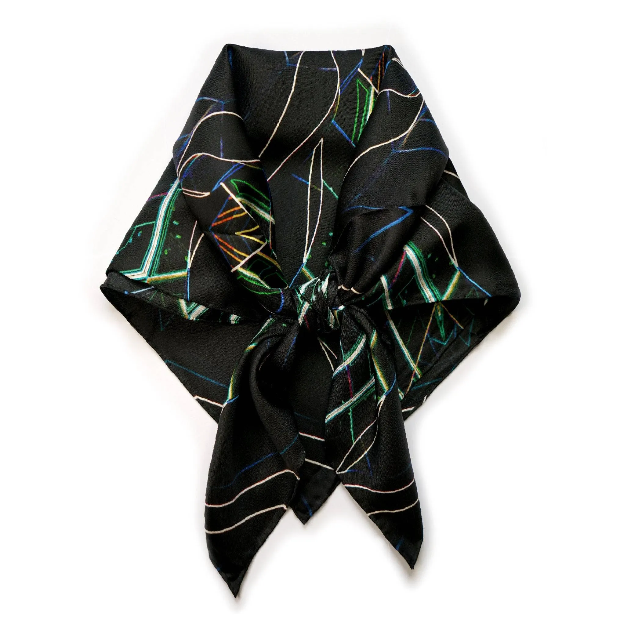 Neonlighted The Hong Kong International Airport - Premium Silk Scarf 90