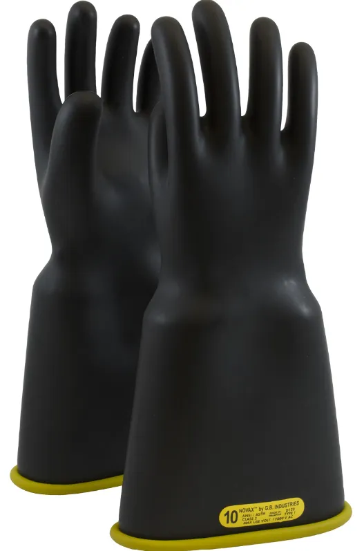 NOVAX Rubber Gloves, Class 2 16" Bell Cuff B/Y