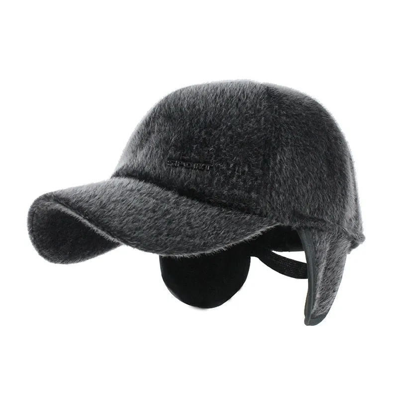 Solid Color Winter Warm Ear Flaps Baseball Cap