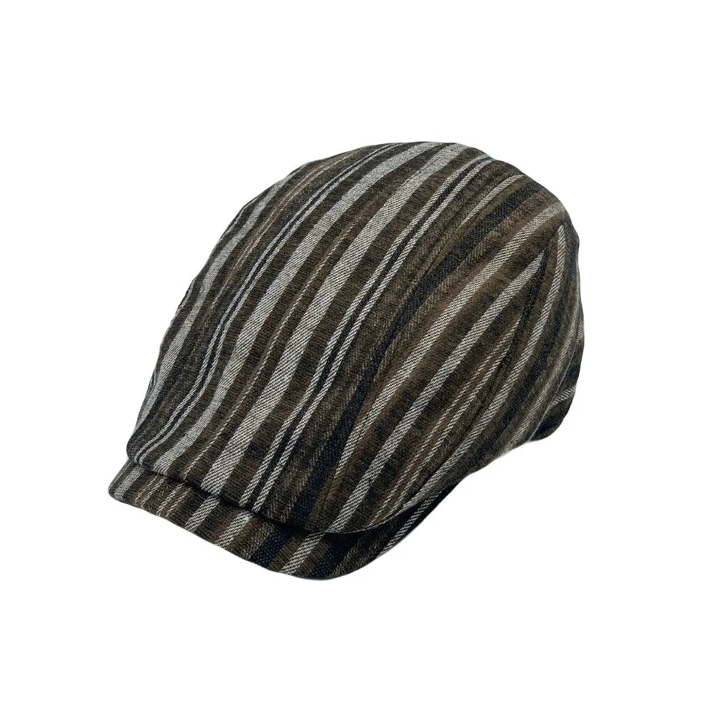 Stripe Ivy Gatsby Hats - Newsboy Cabbie Cap - Hunting Driving Golf Adjustable LD31576