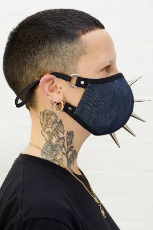 Studded Raw Denim Face Mask