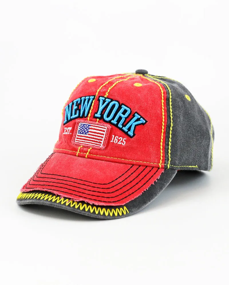 The Hat Depot - Thick Stitch 1625 NEW YORK Baseball Cap