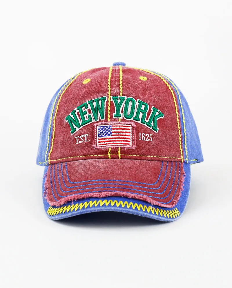 The Hat Depot - Thick Stitch 1625 NEW YORK Baseball Cap