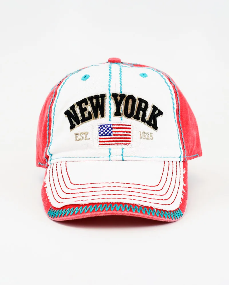 The Hat Depot - Thick Stitch 1625 NEW YORK Baseball Cap