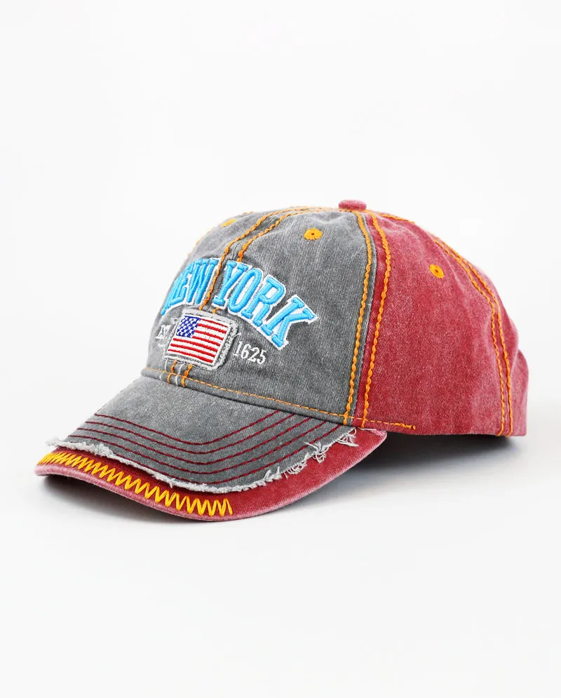 The Hat Depot - Thick Stitch 1625 NEW YORK Baseball Cap