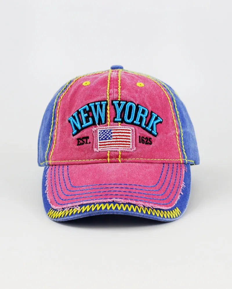 The Hat Depot - Thick Stitch 1625 NEW YORK Baseball Cap