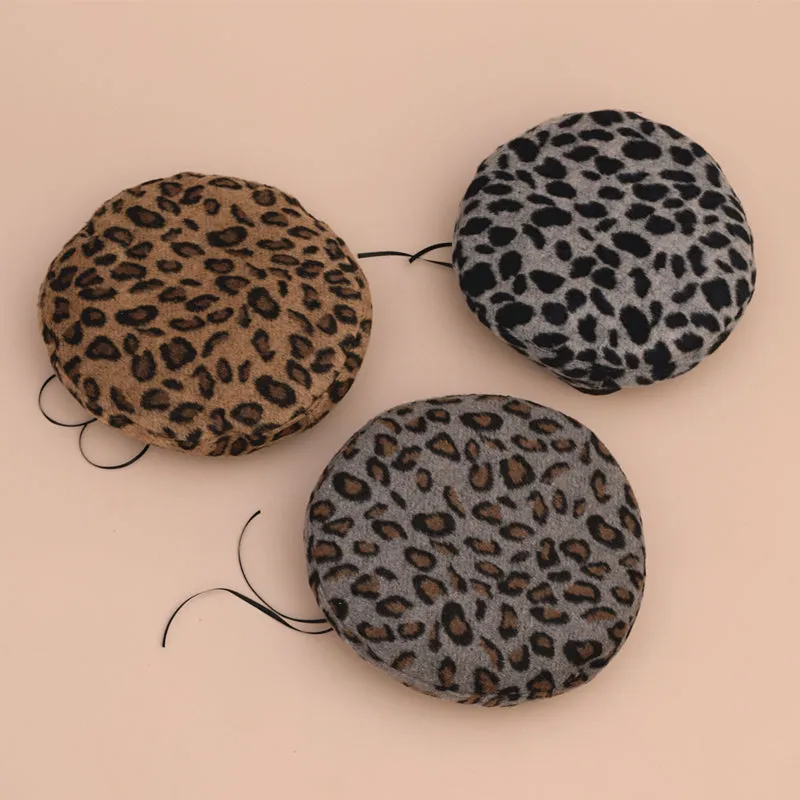 Women's Hat Cute Beret Vintage Hats For Women Leopard Felt Hat Beanie Woolen Winter Hat  Women's Beret With Visor Warm