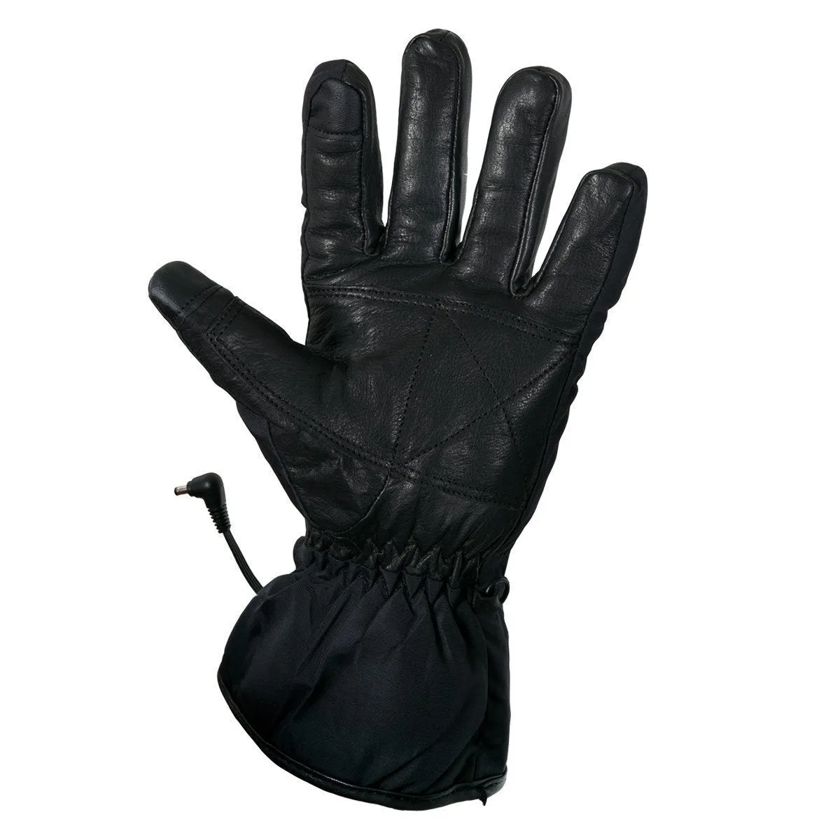 Xelement XS-5001 Men's Gauntlet Heated Leather and Nylon Gloves with Touch Screen Fingers and Knuckle Protection