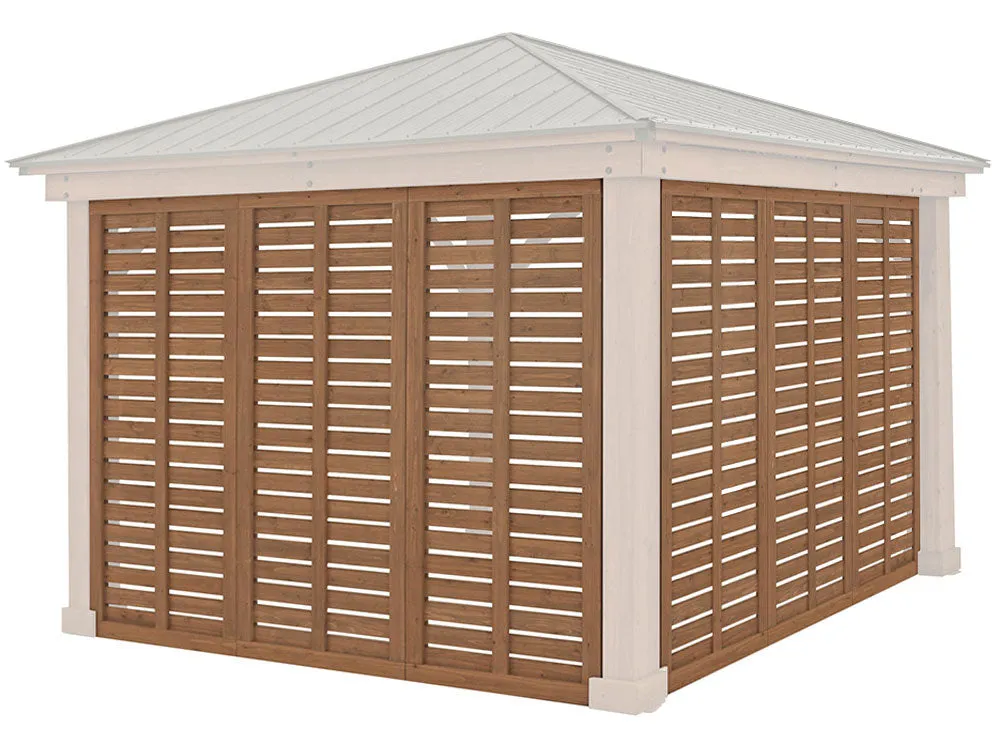 Yardistry 12ft x 12ft (3.7 x 3.7m) Cedar Gazebo with Double Privacy Wall & Aluminium Roof